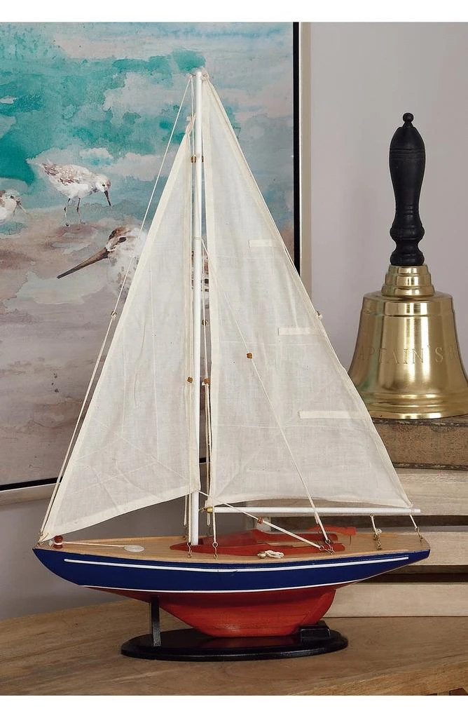 商品WILLOW ROW|Dark Brown Wood Sailboat Sculpture with Lifelike Rigging,价格¥586,第5张图片详细描述