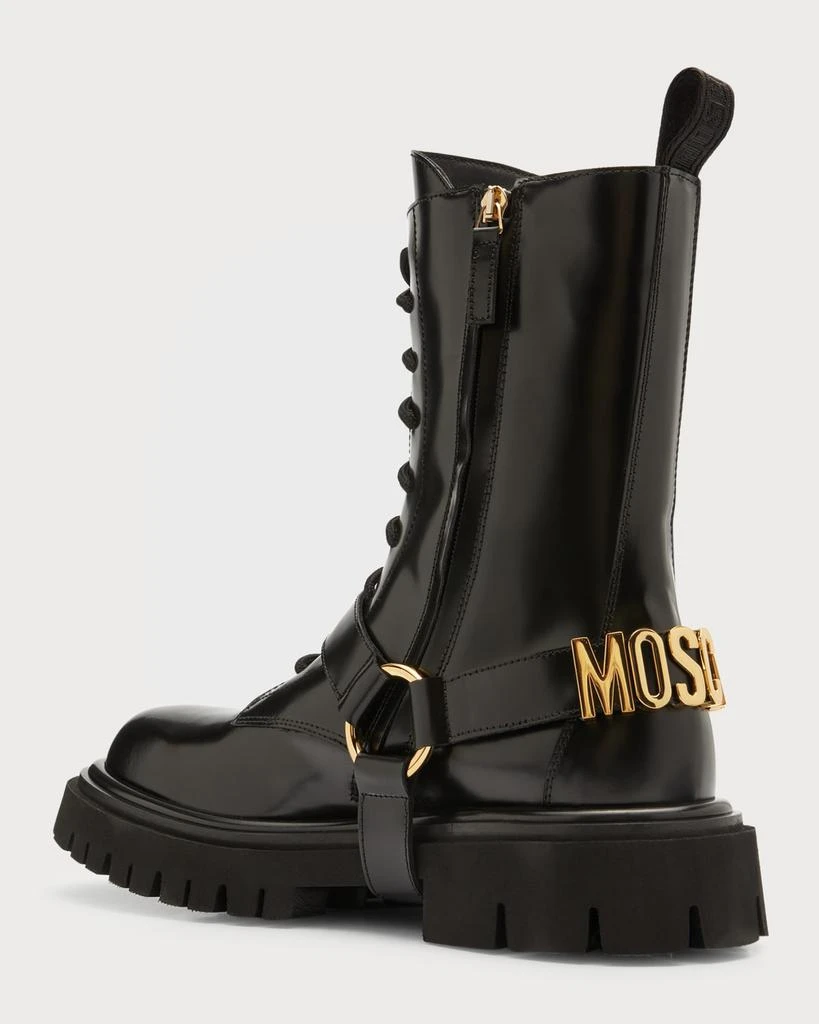 商品Moschino|Men's Lug Sole Leather Combat Boots,价格¥8563,第4张图片详细描述
