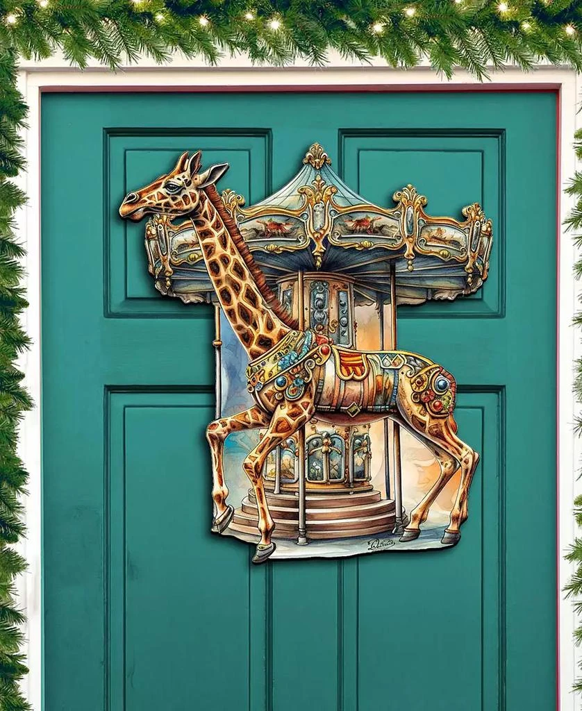 商品Designocracy|Carousel Giraffe Christmas Wooden Door Decor Wall Decor G. DeBrekht,价格¥1099,第3张图片详细描述