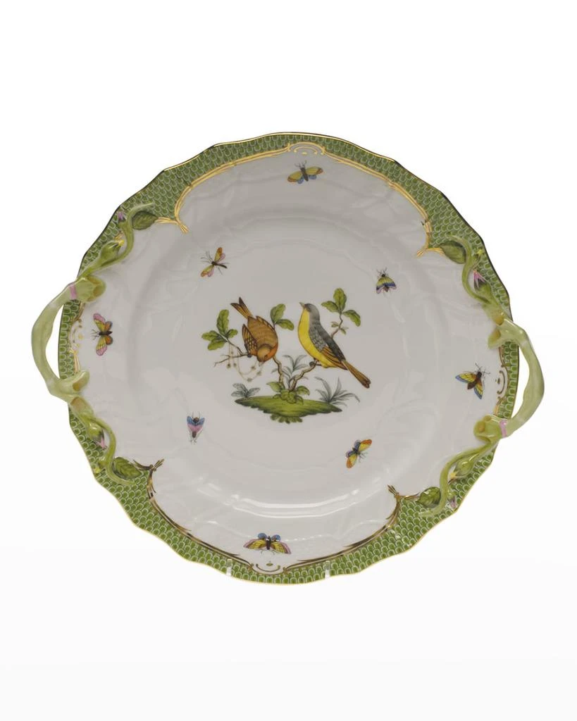 Herend Rothschild Bird Green Chop Plate with Handles 1