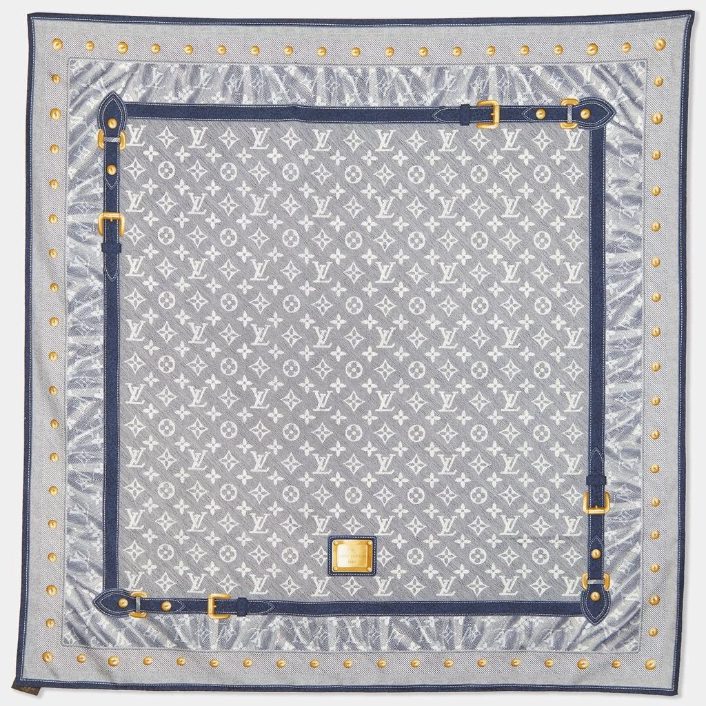 商品[二手商品] Louis Vuitton|Louis Vuitton Navy Blue Monogram Denim Printed Silk Square Scarf,价格¥3376,第1张图片