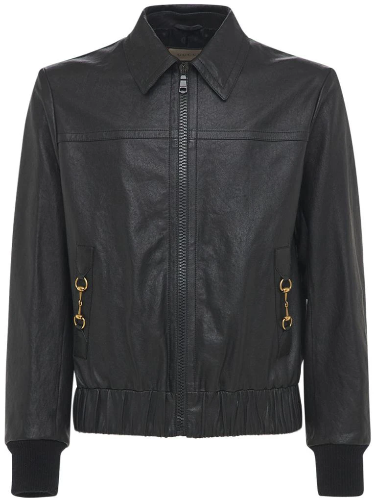 商品Gucci|Leather Bomber Jacket,价格¥32330,第1张图片