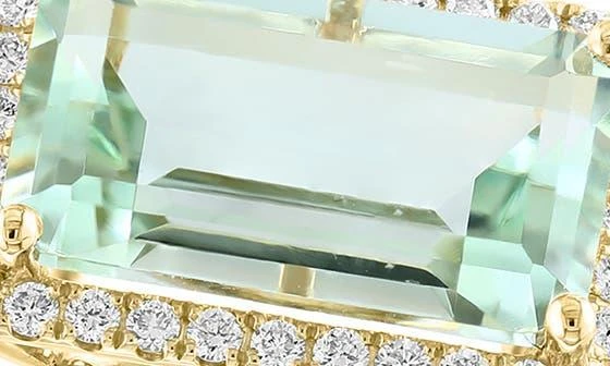 商品Effy|14K Yellow Gold Emerald Cut Green Quartz Diamond Halo Ring - 0.43ct.,价格¥7002,第4张图片详细描述