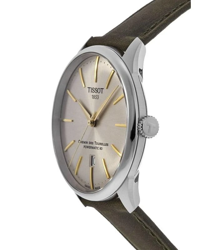 商品Tissot|Tissot Chemin Des Tourelles Powermatic 80 Automatic Ivory Dial Leather Strap Men's Watch T139.407.16.261.00,价格¥4556,第3张图片详细描述