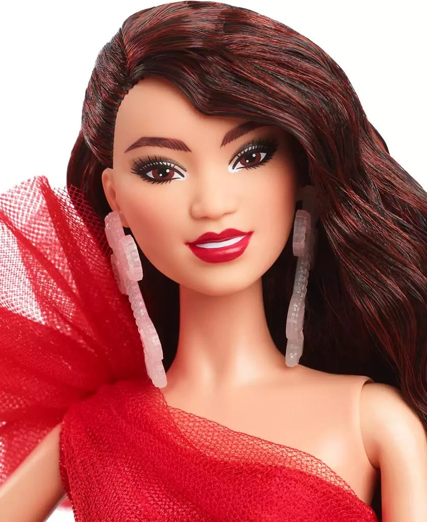 商品Barbie|Signature 2024 Holiday Barbie Fashion Doll, Seasonal Collector Gift, Dark Brown Hair with Plaid Gown,价格¥235,第2张图片详细描述