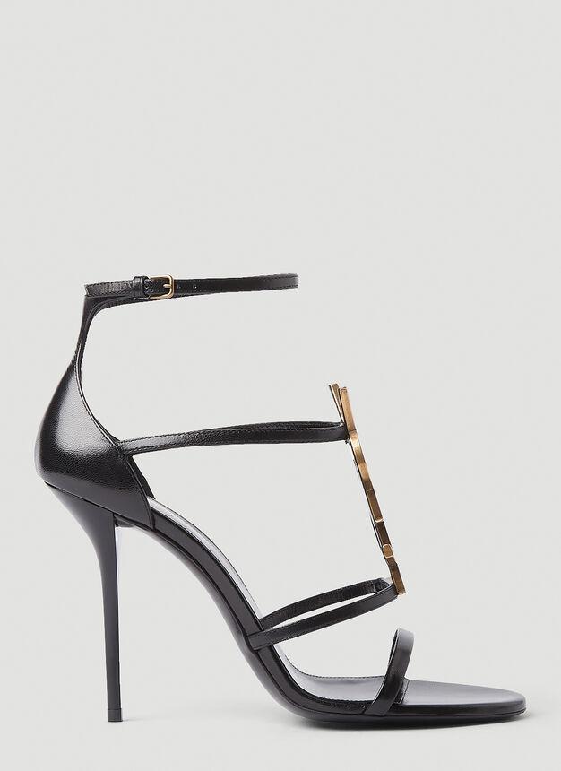 商品Yves Saint Laurent|Cassandra Logo Plaque High Heels in Black,价格¥7682,第1张图片