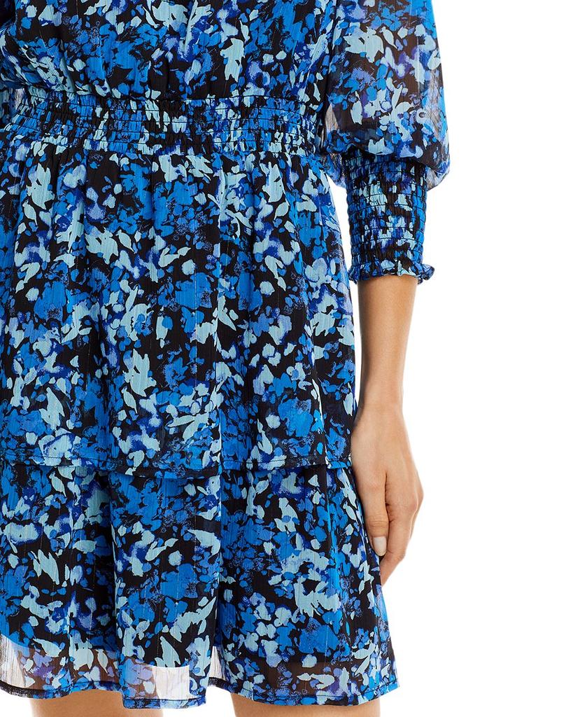 Abstract Print V Neck Mini Dress - 100% Exclusive商品第7张图片规格展示