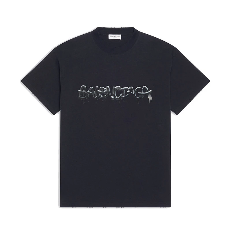 商品Balenciaga|【预售3-7天】Balenciaga/巴黎世家 21年秋冬  SLIME FIT系列  女士黑色棉质短袖T恤612965TLVF11069,价格¥4221,第1张图片