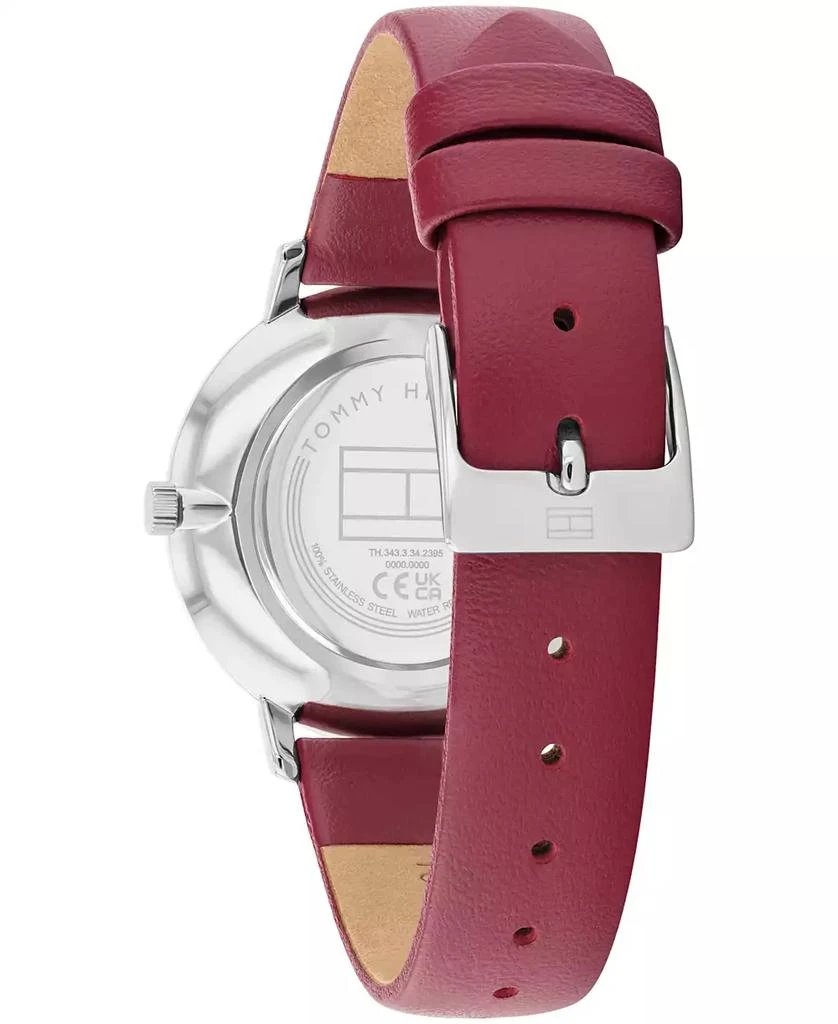 商品Tommy Hilfiger|Women's Quartz Cranberry Leather Strap Watch 35mm,价格¥733,第3张图片详细描述