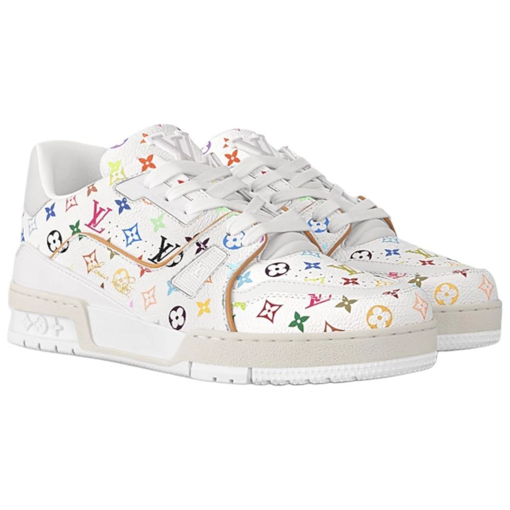 商品[国内直发] Louis Vuitton|村上隆/Takashi Murakami x  Trainer 皮革 圆头系带 低帮 板鞋 女款 白色,价格¥14544,第4张图片详细描述
