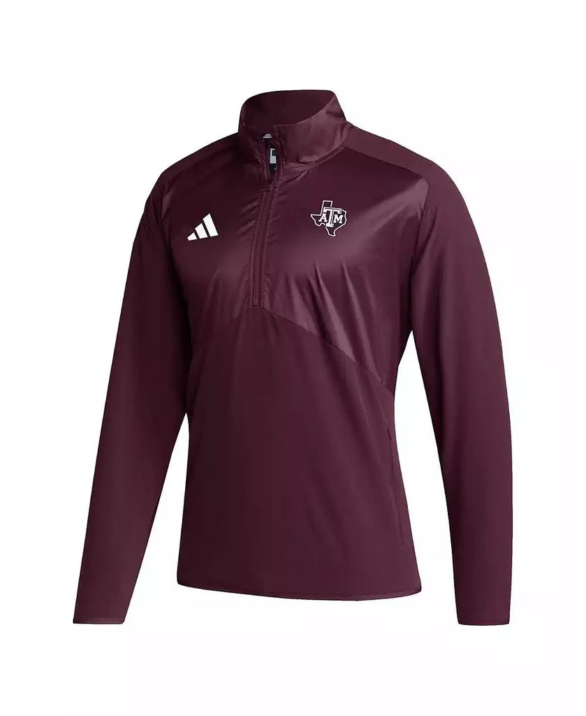 商品Adidas|Men's Maroon Texas A&M Aggies Sideline AEROREADY Raglan Sleeve Quarter-Zip Jacket,价格¥472,第2张图片详细描述