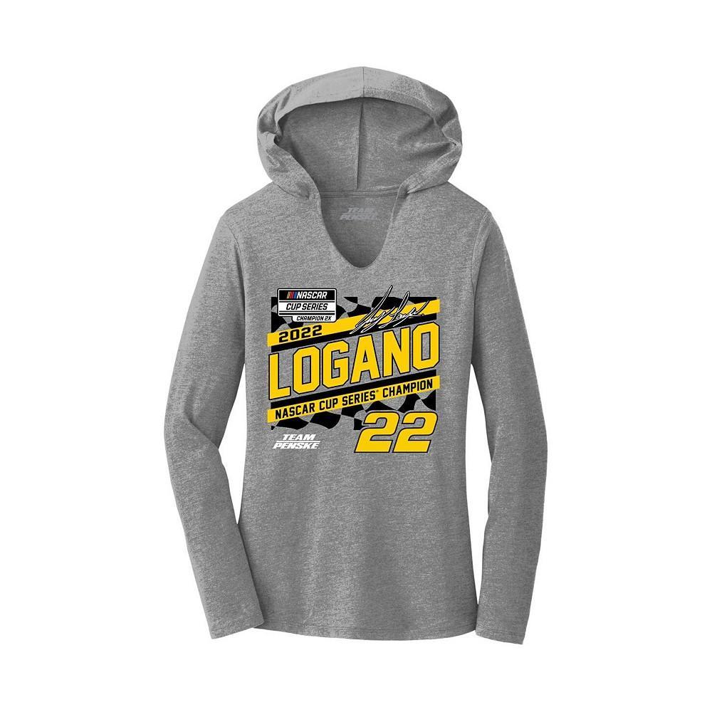 商品Team Penske|Women's Heather Gray Joey Logano 2022 NASCAR Cup Series Champion Final Lap Notch Neck Long Sleeve Hoodie T-shirt,价格¥331,第5张图片详细描述