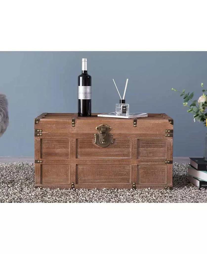 商品Vintiquewise|Wooden Rectangular Lined Rustic Storage Trunk with Latch, Medium,价格¥1808,第2张图片详细描述