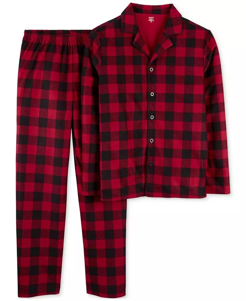 商品Carter's|Adult Buffalo-Check Fleece Coat-Style Pajamas, 2 Piece Set,价格¥144,第1张图片