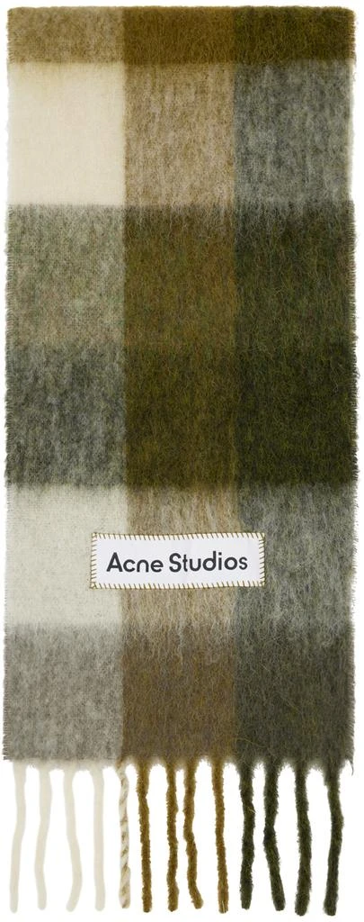 商品Acne Studios|Green Mohair Checked Scarf,价格¥2386,第1张图片