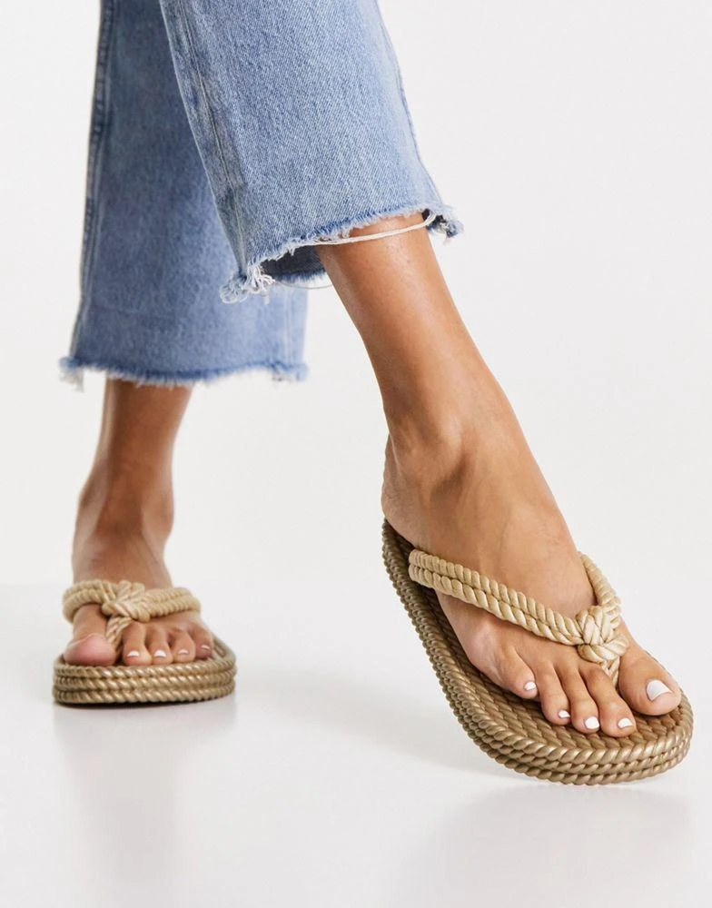 商品ASOS|ASOS DESIGN Flow rope flip-flops in natural,价格¥77,第1张图片