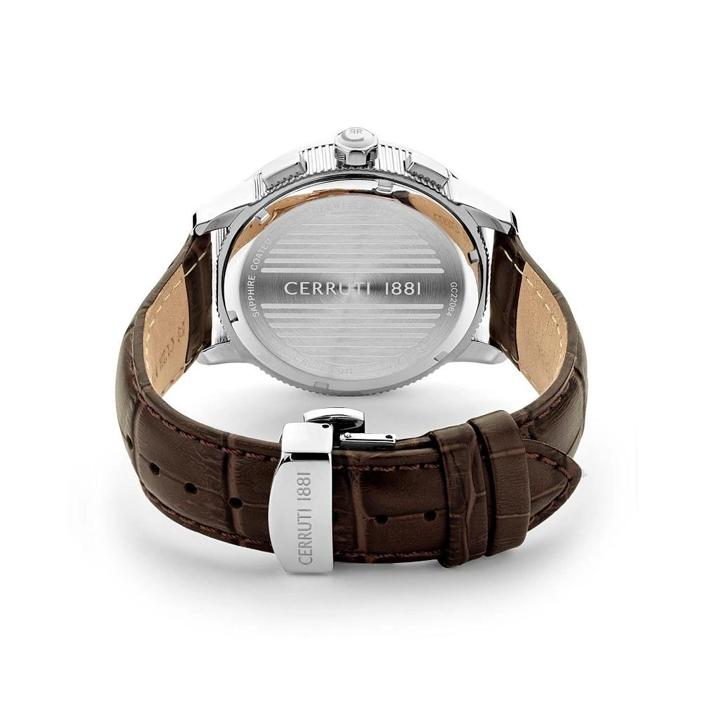 商品POLICE|Men's Mucciano Collection Camel Genuine Leather Strap Chronograph Watch, 44mm,价格¥2101,第3张图片详细描述