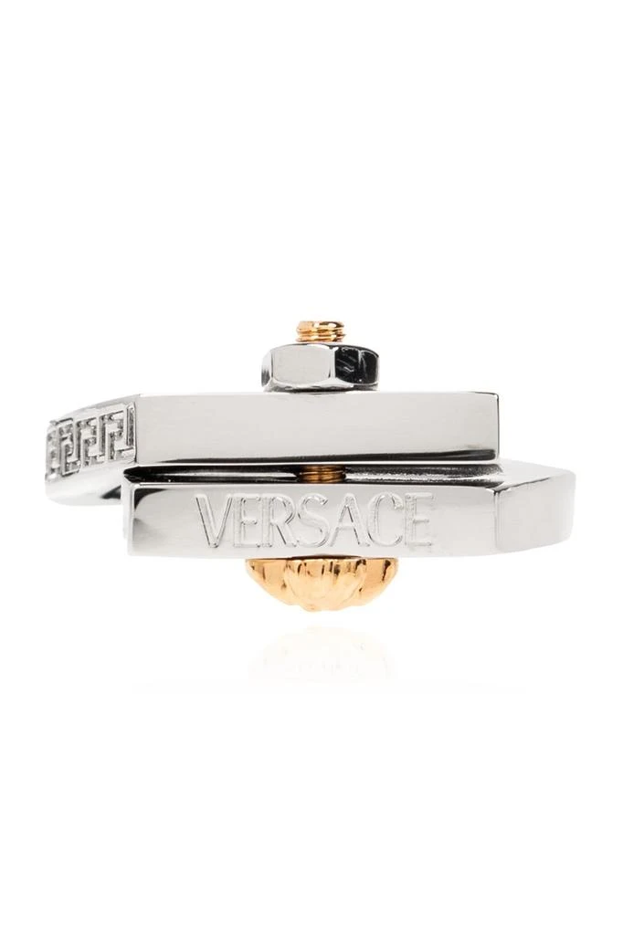 商品Versace|Versace Logo-Engraved Screw-Detailed Looped Ring,价格¥1355,第1张图片