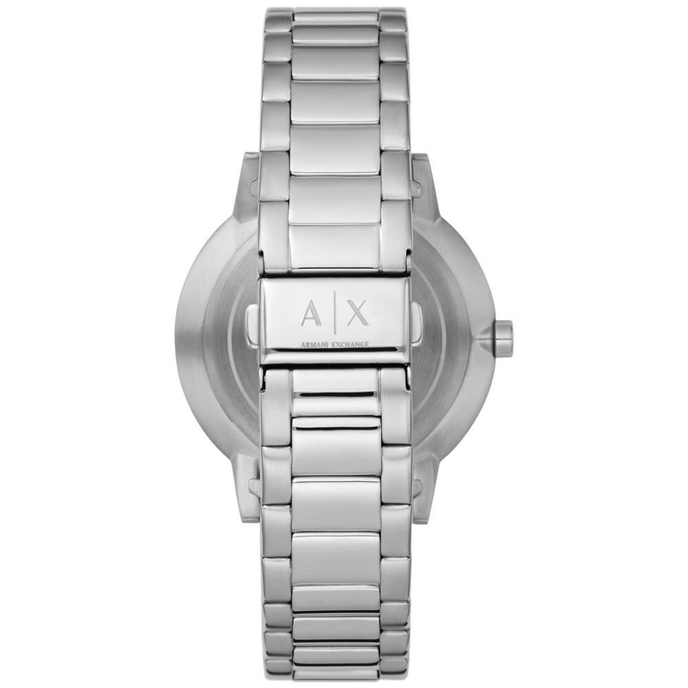 商品Armani Exchange|Men's Three-Hand Silver-tone Stainless Steel Bracelet Watch and 1 Bracelet Gift Set,价格¥1276,第5张图片详细描述