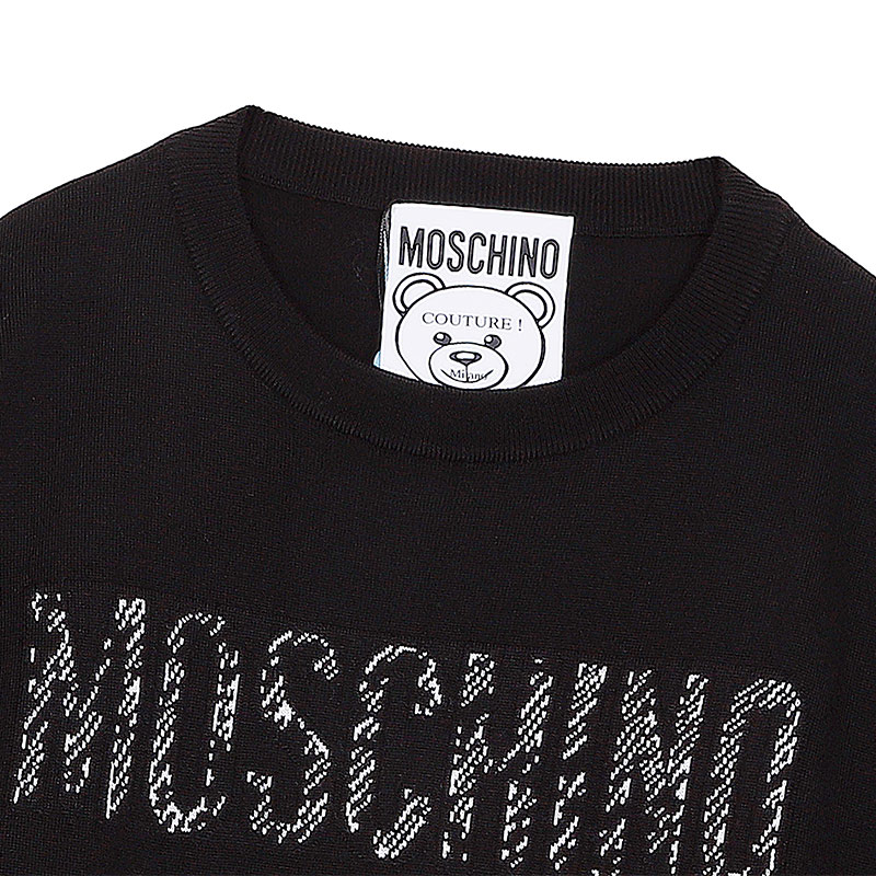 MOSCHINO/莫斯奇诺 女士棉质黑色泰迪熊长袖针织套衫 09305501 A1555 S商品第5张图片规格展示