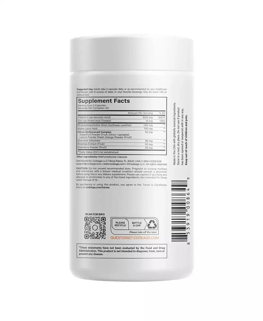 商品Codeage|Liposomal Vitamin C, Citrus Bioflavonoids, Elderberry Powder,价格¥269,第4张图片详细描述