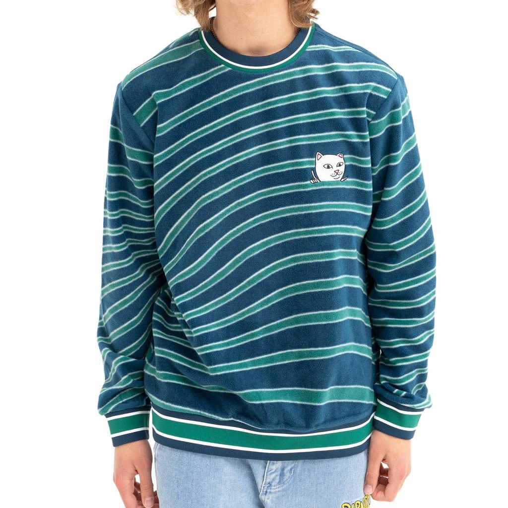 商品RIPNDIP|Dizzy Nermal Polar Fleece Crewneck (Navy/Teal),价格¥528,第2张图片详细描述