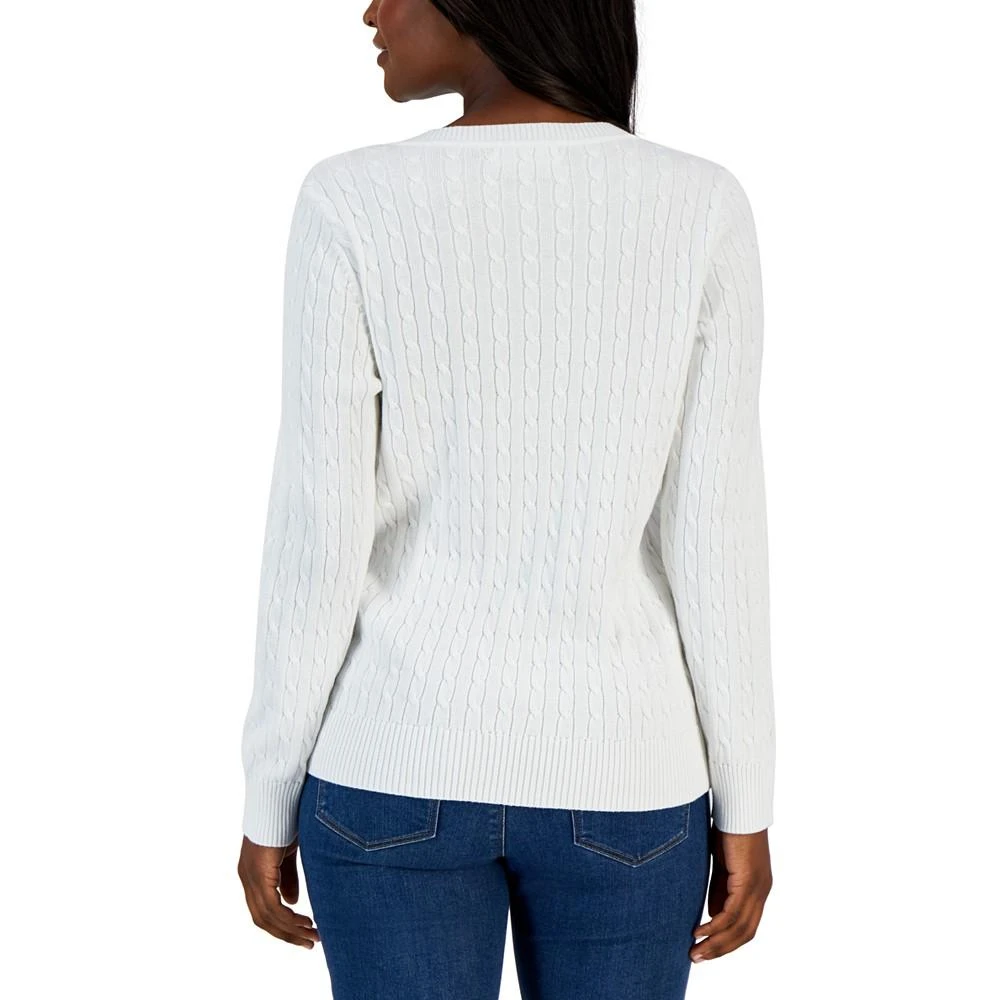 商品Karen Scott|Women's Cable V-Neck Long Sleeve Sweater, Created for Macy's,价格¥64,第2张图片详细描述