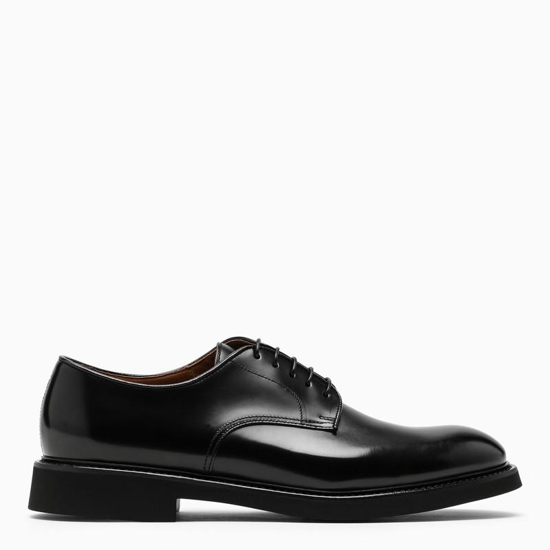 Black brushed-leather derby shoes商品第1张图片规格展示