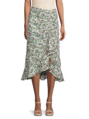 Floral Ruffle Midi Skirt商品第1张图片规格展示