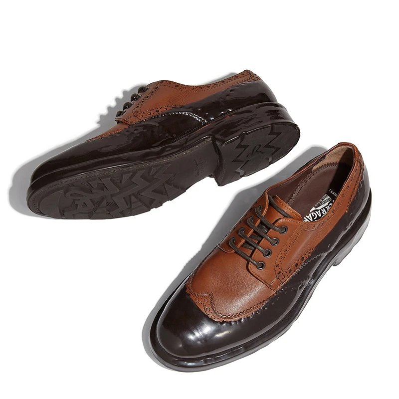 SALVATORE FERRAGAMO 男士黑色牛皮和硅胶系带正装鞋 02-C071-725443 商品