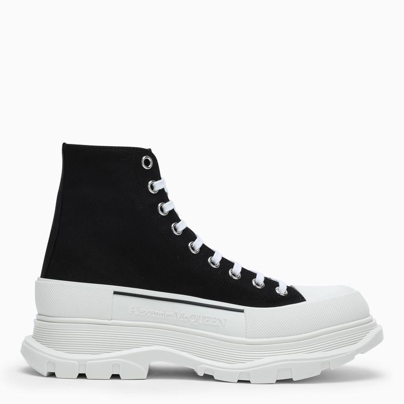 商品Alexander McQueen|Black canvas Tread Slick boots,价格¥4459,第1张图片