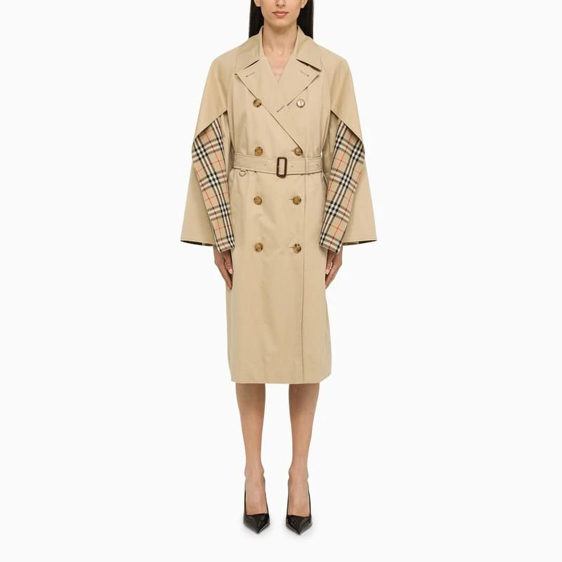 商品Burberry|Honey cotton double-breasted trench coat,价格¥18383,第1张图片