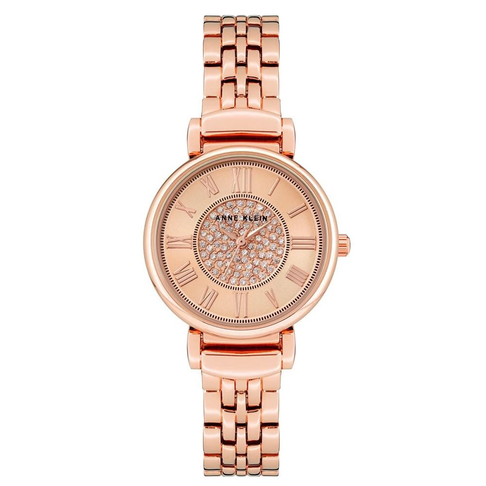 商品Anne Klein|Women's Premium Crystal Accented Rose Gold-tone Bracelet Watch,价格¥254,第1张图片