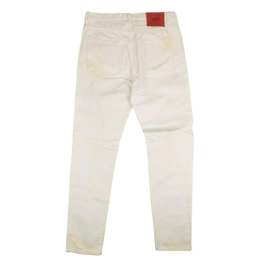 商品424 ON FAIRFAX|424 On Fairfax Distressed Jeans - White,价格¥356,第2张图片详细描述