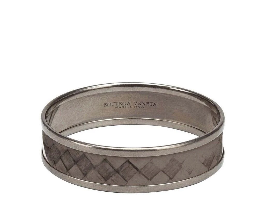 商品Bottega Veneta|Bottega Veneta Women's Brown / Silver Enamel Metal Woven Print Small Bracelet 452833 2913,价格¥1972,第1张图片