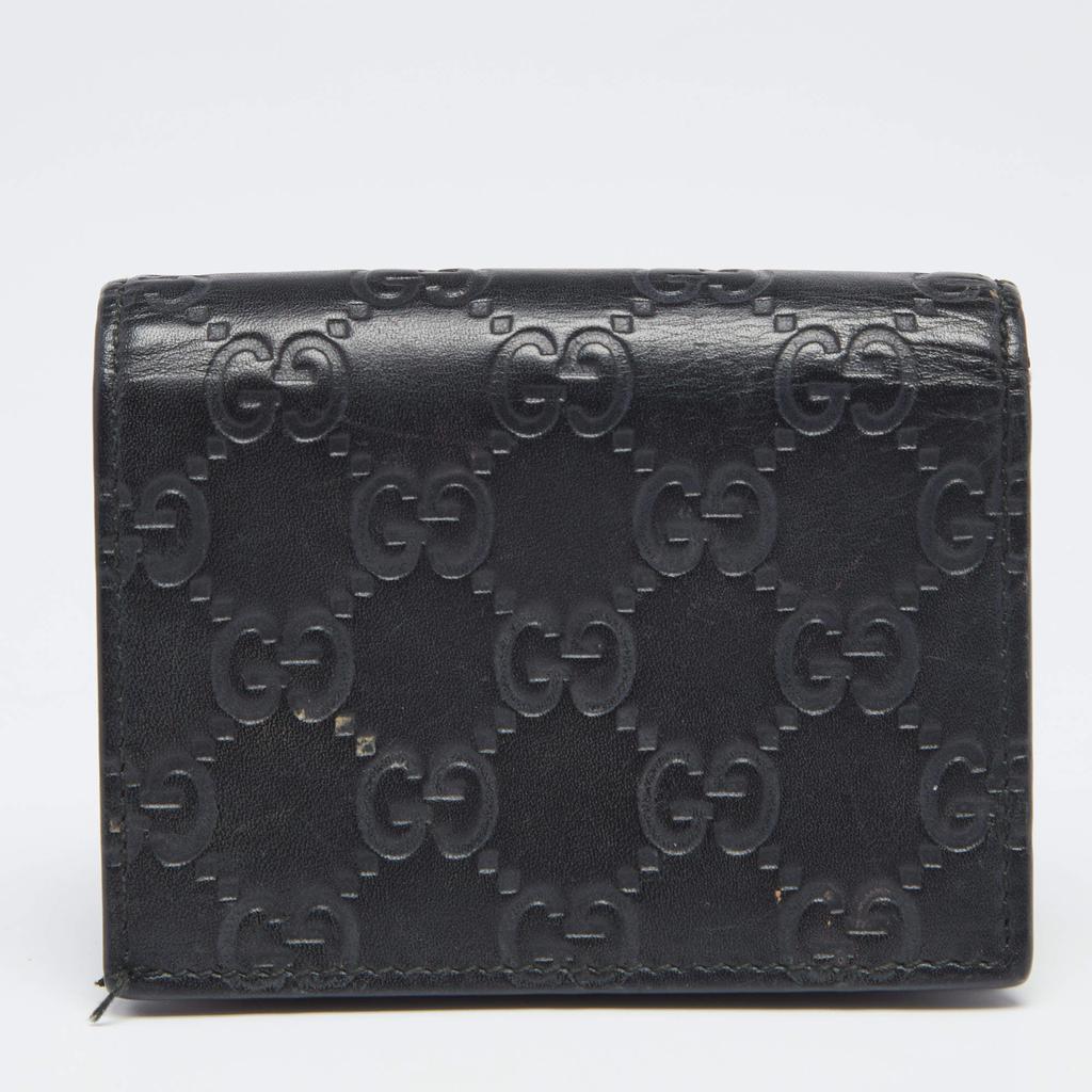 Gucci Black Guccissima Leather Bow Flap Card Case商品第4张图片规格展示