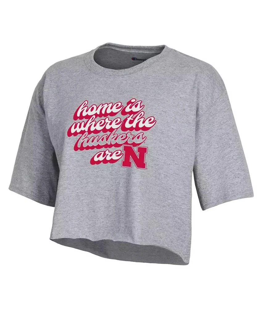 商品CHAMPION|Women's Gray Nebraska Huskers Boyfriend Cropped T-shirt,价格¥225,第2张图片详细描述