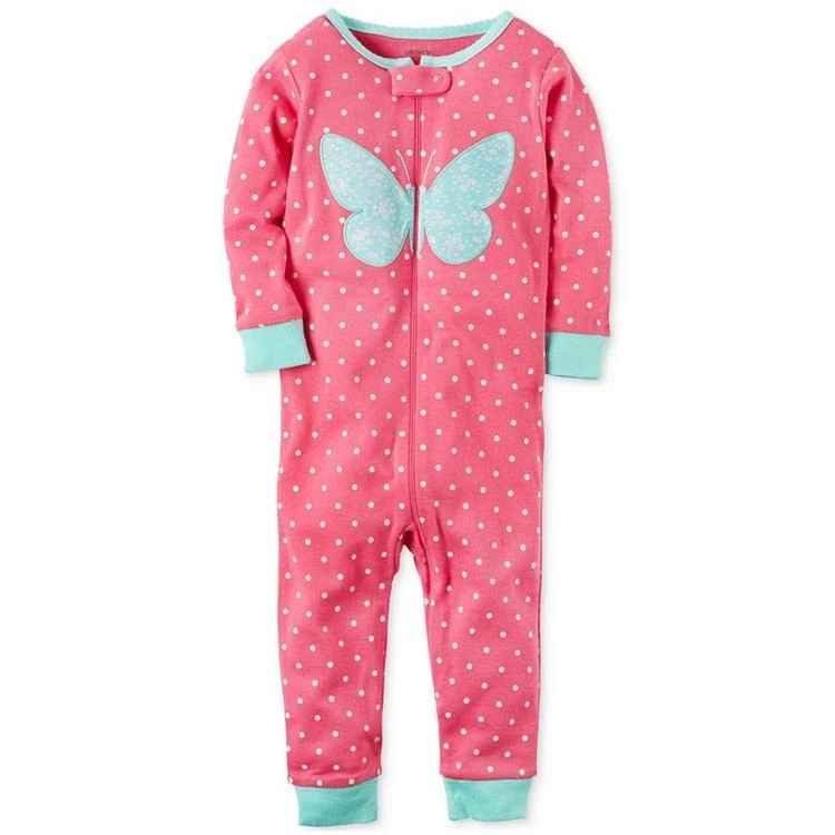 商品Carter's|1-Pc. Dot-Print Butterfly Cotton Pajamas, Baby Girls (0-24 months),价格¥59,第2张图片详细描述