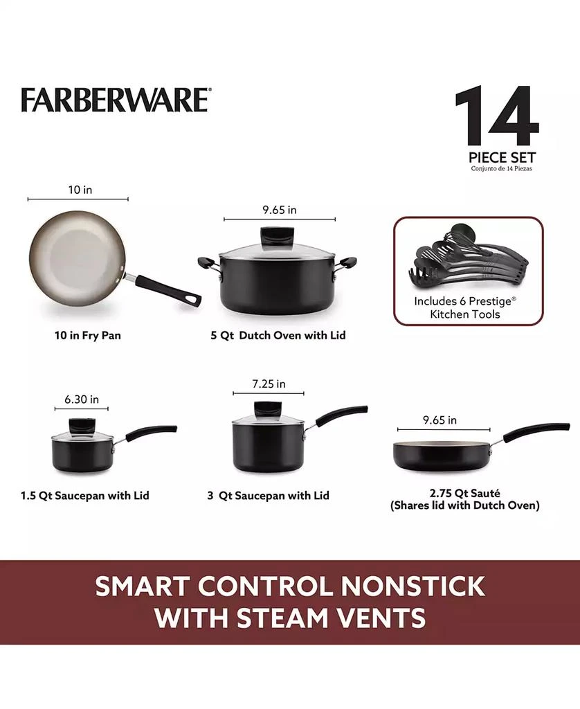 商品Farberware|Smart Control 14-Pc. Nonstick Cookware Set,价格¥1236,第3张图片详细描述