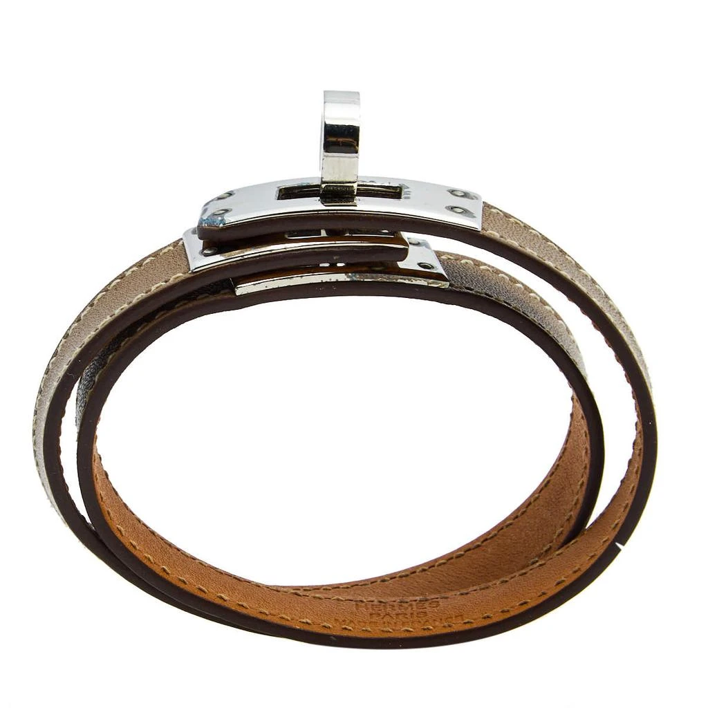 商品[二手商品] Hermes|Hermès Taupe Leather Palladium Plated Kelly Double Tour Bracelet M,价格¥2629,第4张图片详细描述