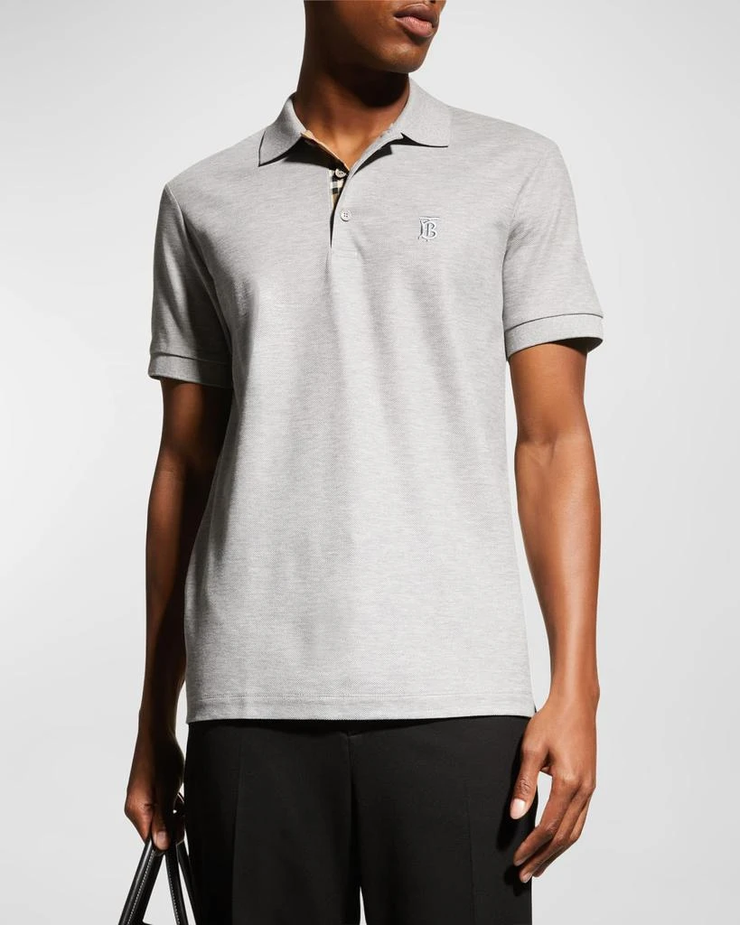 商品Burberry|Men's Eddie Pique Polo Shirt, Gray,价格¥2894,第2张图片详细描述