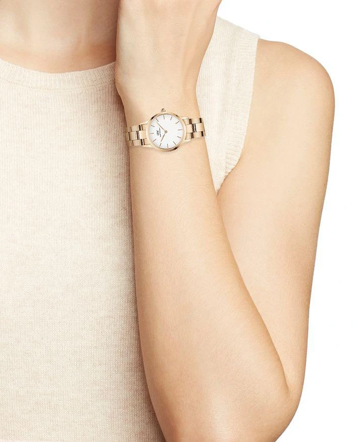 商品Daniel Wellington|White Dial Rose Gold-Tone or Silver-Tone Link Bracelet Watch, 28mm-32mm,价格¥1191,第2张图片详细描述