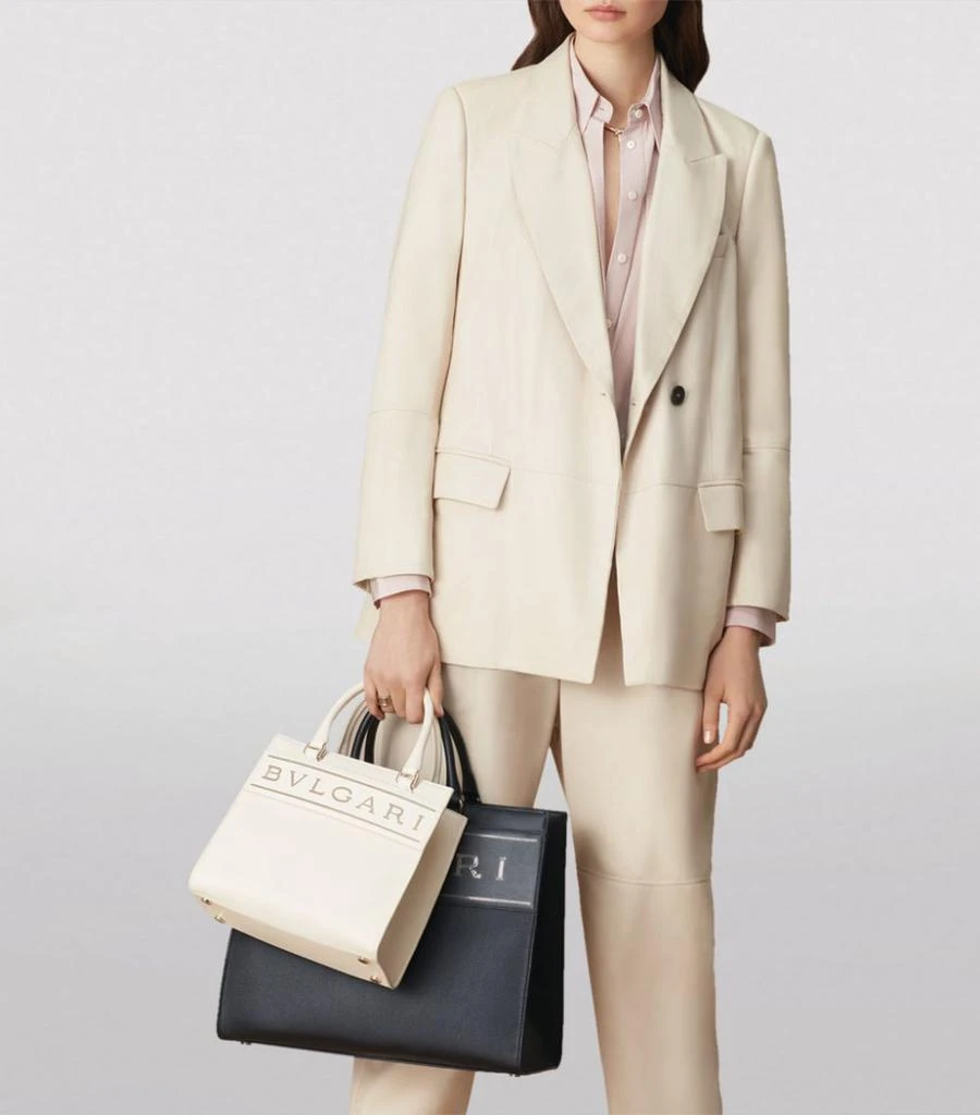 商品BVLGARI|Large Leather Bvlgari Logo Tote Bag,价格¥19622,第2张图片详细描述