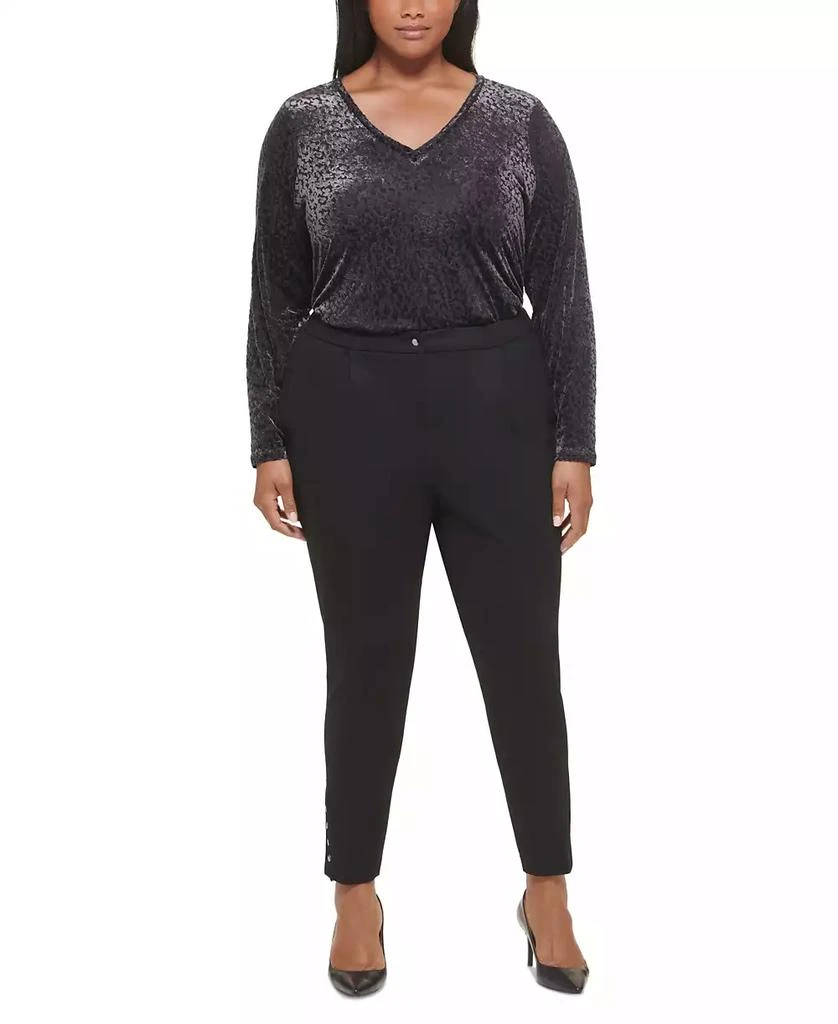 商品Calvin Klein|Plus Size Ponte Pleated Slim-Leg Pants,价格¥809,第4张图片详细描述