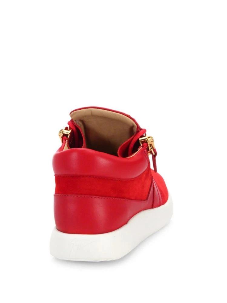 商品Giuseppe Zanotti|Leather & Suede Side-Zip Sneakers,价格¥2084,第2张图片详细描述