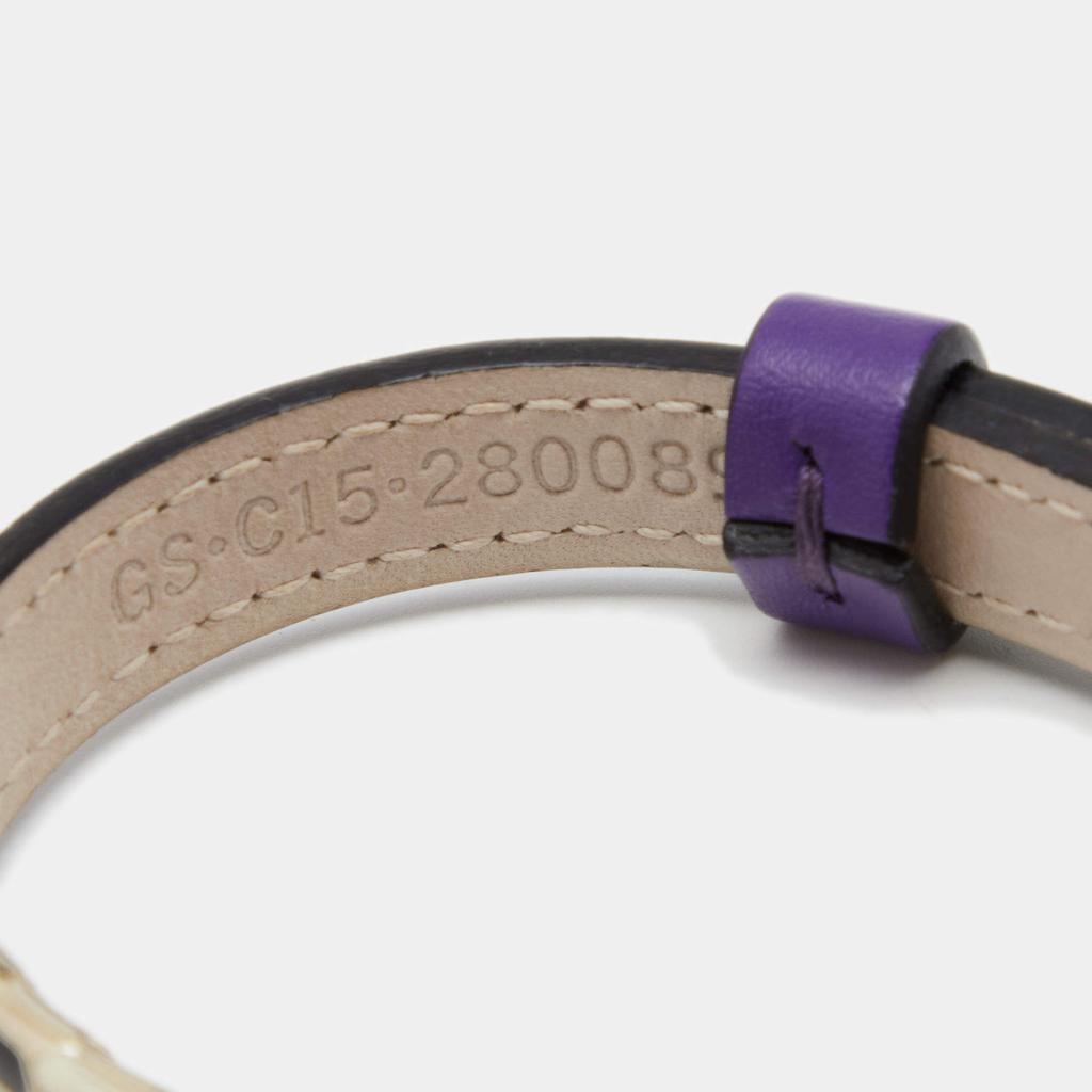 Bvlgari Scaglie Enamel Purple Leather Gold Plated Bracelet商品第5张图片规格展示