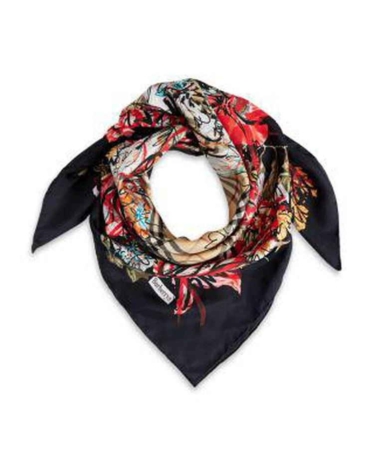 商品Burberry|Floral Scribble Silk Scarf,价格¥1881,第1张图片