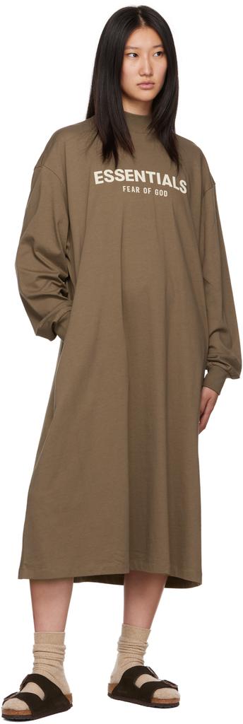 Brown Long Sleeve Midi Dress商品第4张图片规格展示