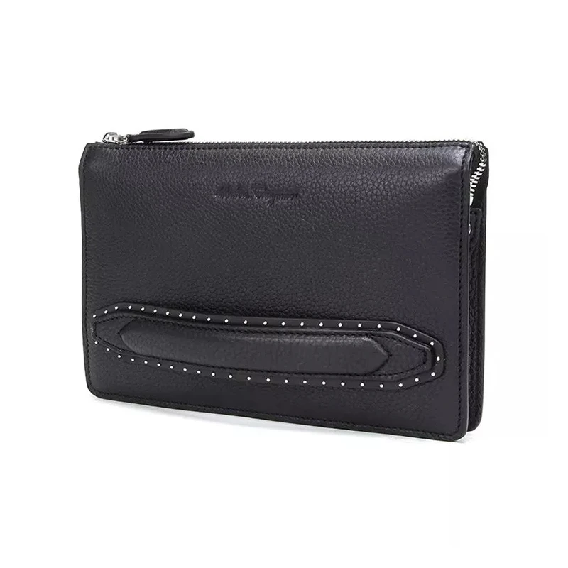 商品Salvatore Ferragamo|SALVATORE FERRAGAMO 男士黑色欧美时尚牛皮手拿包 24-A010-693443,价格¥4029,第1张图片
