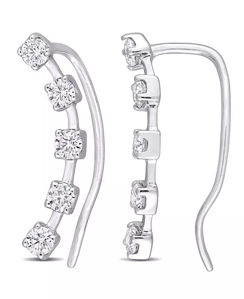 商品Macy's|Moissanite Curved Crawler Charm Earrings 5/8 ct. t.w in 10K White Gold,价格¥2355,第1张图片